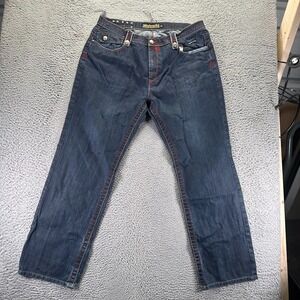Vintage Akademiks Jeans Mens 38x33 Blue Cotton Denim Straight Leg Baggy Western